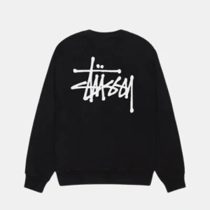 Basic Stüssy Black Crew Pigment Dyed Sweatshirt | Oversized Sweatshirt