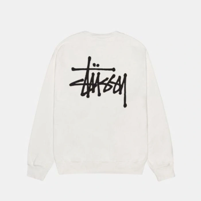 Basic Stüssy White Crew Pigment Dyed | Stussy Long Sleeve Oversized Sweatshirt