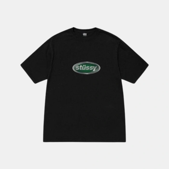 Stussy Emblem Pigment Dyed Black Tee