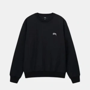 Overdyed Stock Logo Black Crew | Stussy Long Sleeve Oversized Sweatshirt