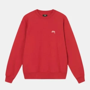 Overdyed Stock Logo Red Crew | Stussy Long Sleeve Oversized Sweatshirt