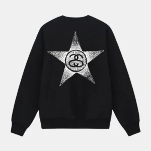 Stars Black Crew | Stussy Long Sleeve Oversized Sweatshirt