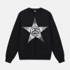 Stars Black Crew | Stussy Long Sleeve Oversized Sweatshirt