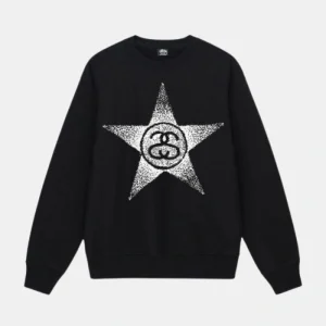 Stars Black Crew | Stussy Long Sleeve Oversized Sweatshirt