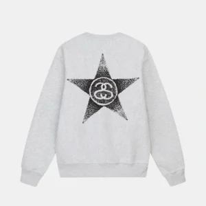 Stars Grey Crew | Stussy Long Sleeve Oversized Sweatshirt