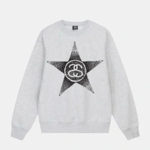 Stars Grey Crew | Stussy Long Sleeve Oversized Sweatshirt