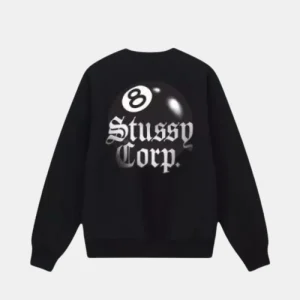 Stussy 8 Ball Corp Black Crew | Oversized Sweatshirt