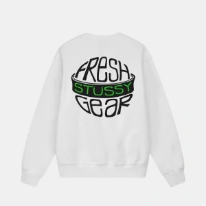 Stussy Fresh Gear White Crew | Stussy Long Sleeve Oversized Sweatshirt