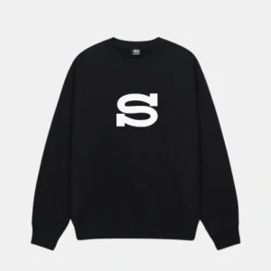 Stussy Letterman Black Crew | Stussy Long Sleeve Oversized Sweatshirt