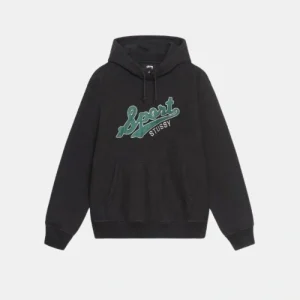Stussy Satin Patch Oversized Black Hoodie