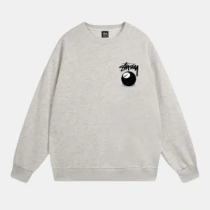 Stussy X Nike 8 Ball Grey Crew | Stussy Long Sleeve Oversized Sweatshirt