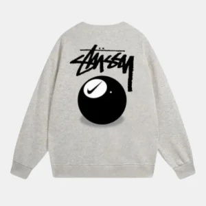 Stussy X Nike 8 Ball Grey Crew | Stussy Long Sleeve Oversized Sweatshirt