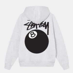 Stussy 8 Ball Logo Zip Hoodie Grey