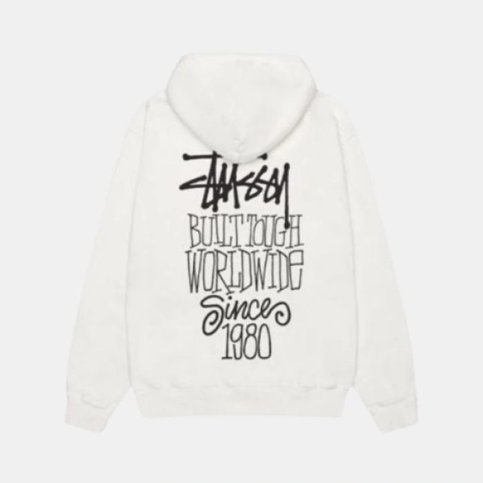 Stussy Pigment Dyed White Built Tough Hoodie