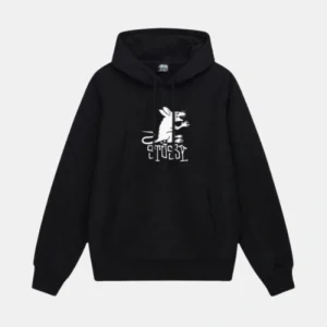 Stussy Rat Hoodie Black | Stussy Logo Print Cotton Blend Hoodie Black