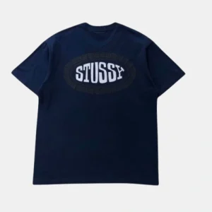 Stussy Navy Blue Oversized T-Shirt Back Logo